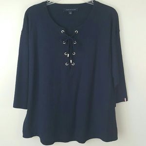 TOMMY HILFIGER Nautical Vibes Lace up Top-Large